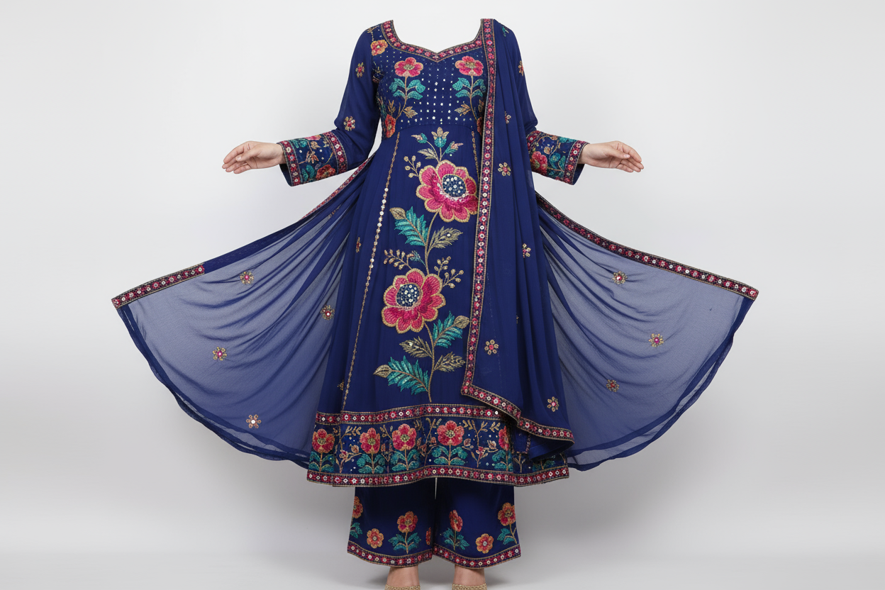 Stitched  kurta pant set with dupatta 