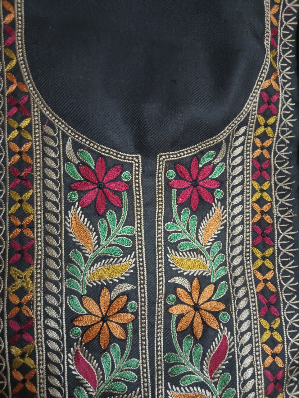 Embroidered pashmina suit in dark brown color | Cheap mart store Ambala City
