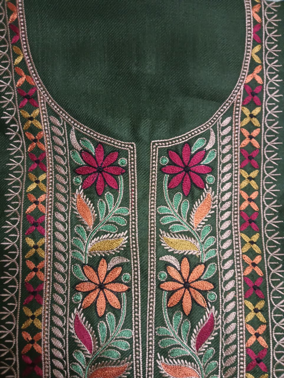 Embroidered pashmina suit in green color | Cheap mart store Ambala City