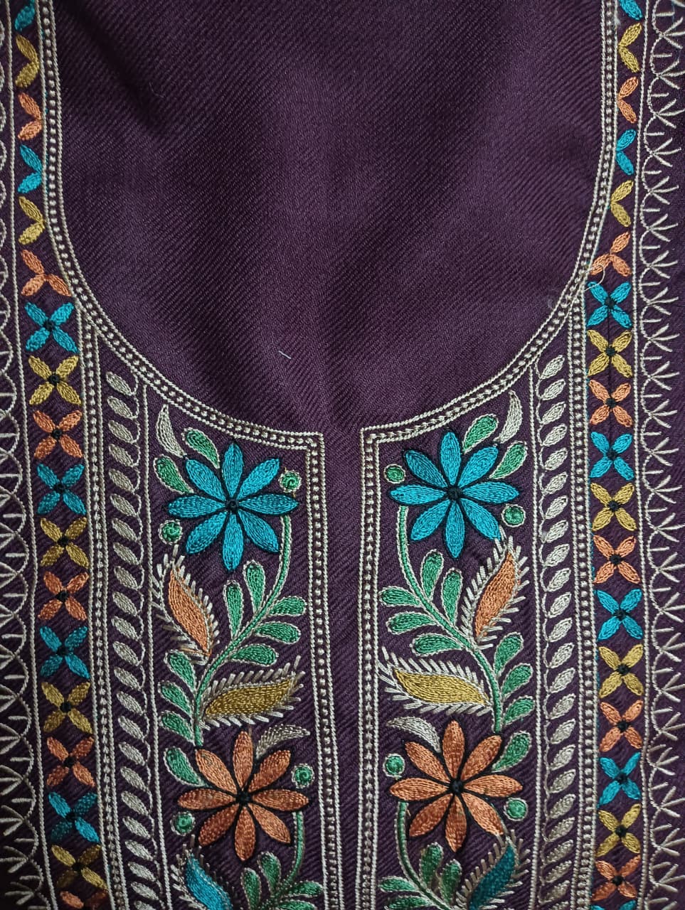 Embroidered pashmina suit in wine color | Cheap mart store Ambala City